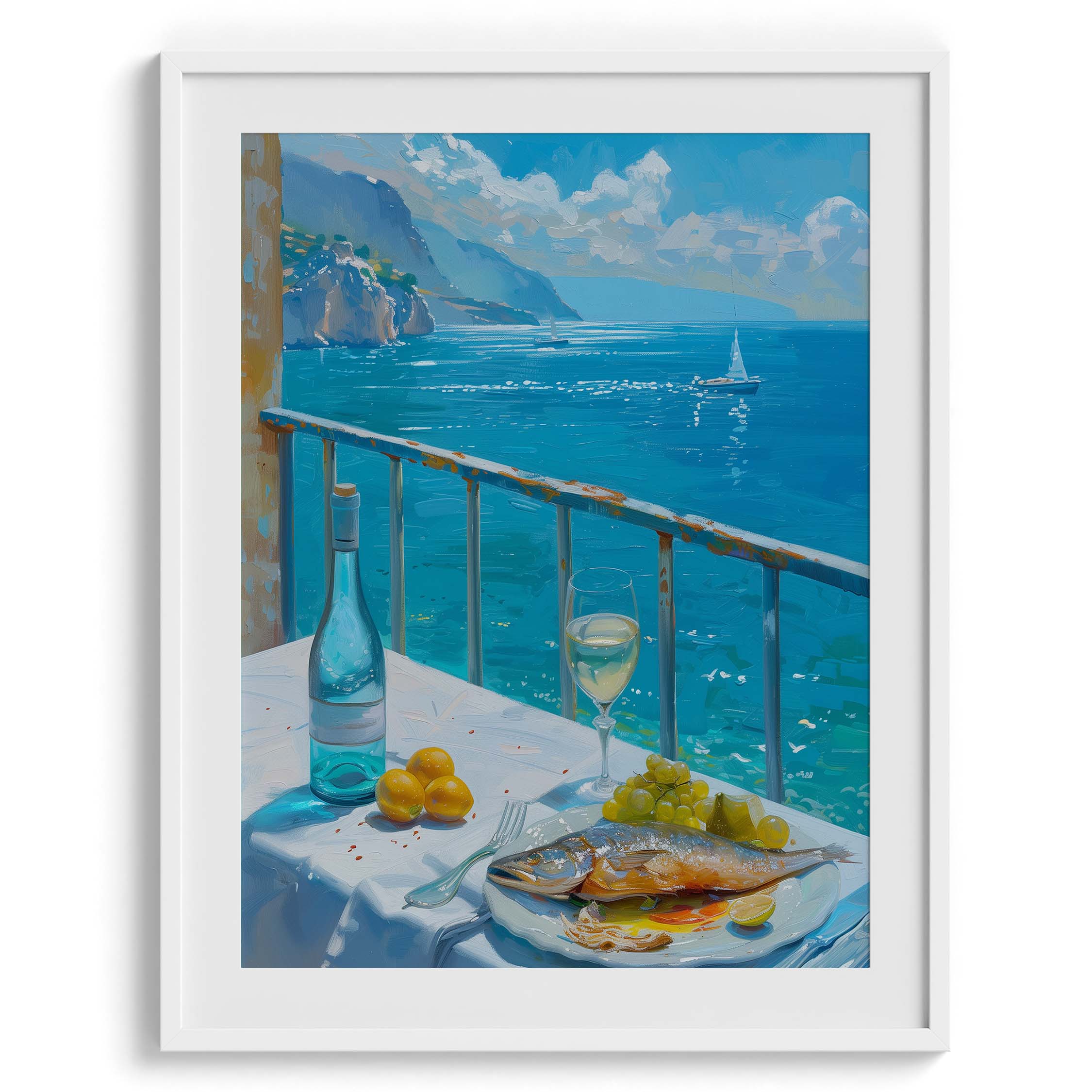Seaside View with Fish Lunch Canvas Wall Prints