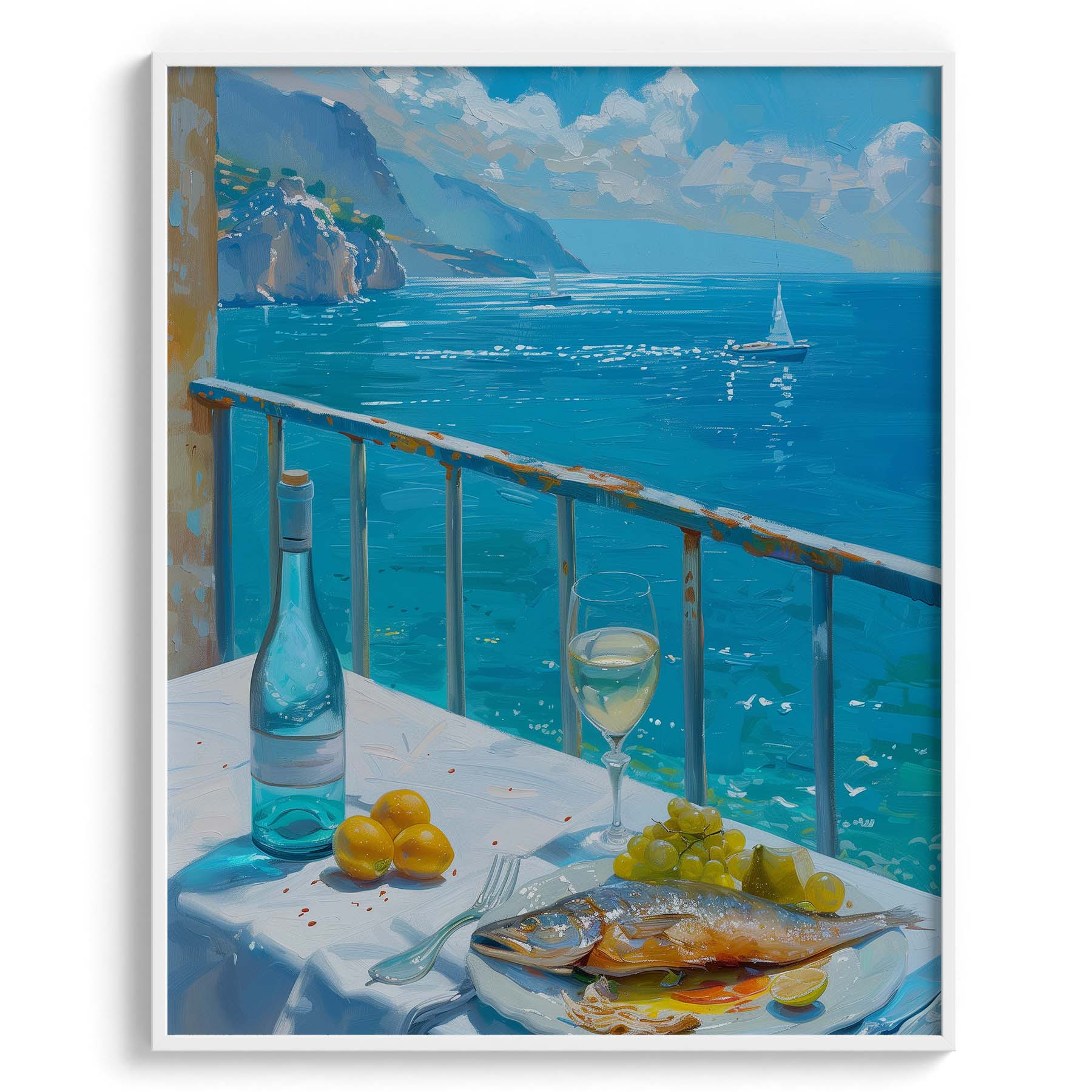 Seaside View with Fish Lunch Canvas Wall Prints