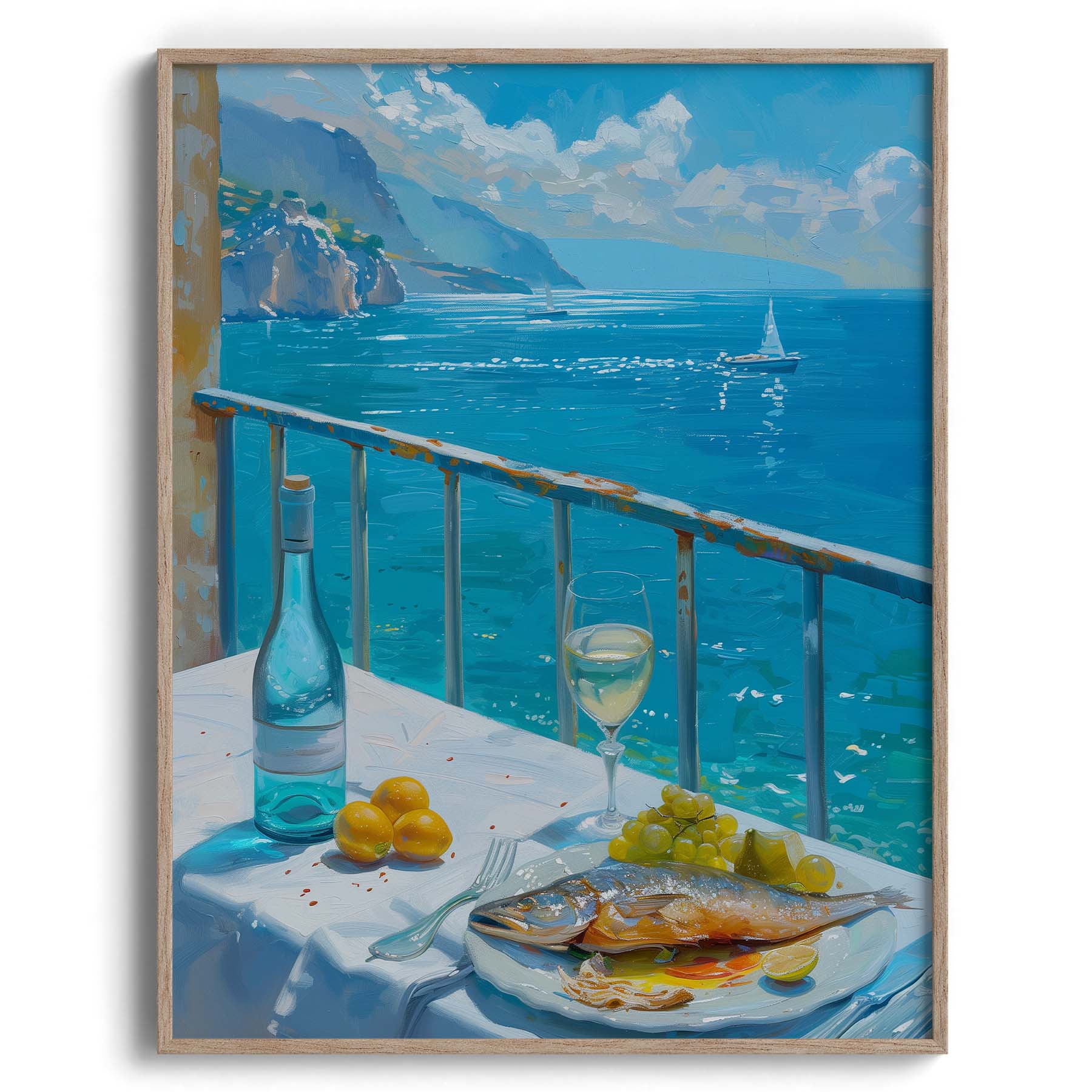 Seaside View with Fish Lunch Canvas Wall Prints