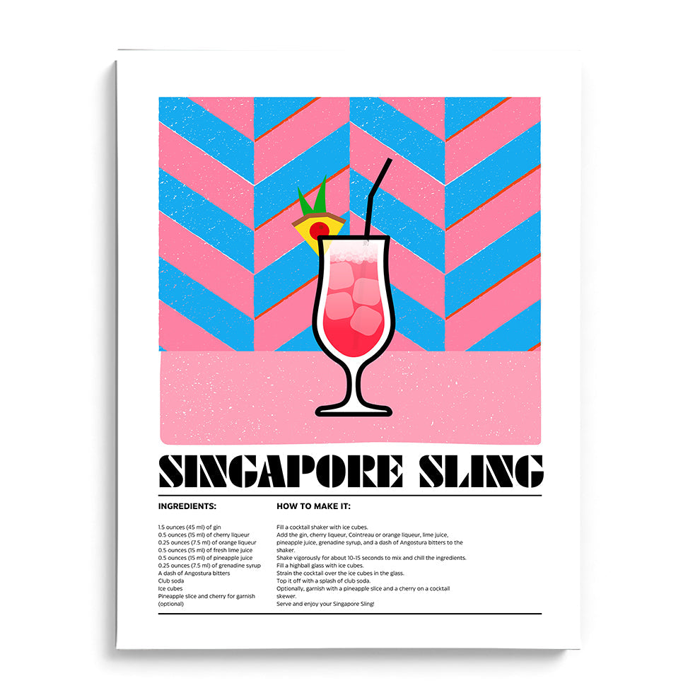 Singapore Sling Wall Painting For Cafe