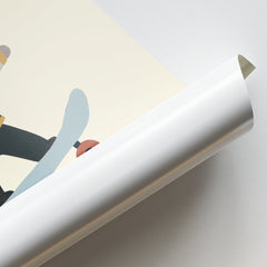 Skater Elephant Kids Illustration Wall Art