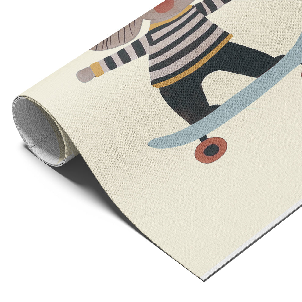 Skater Elephant Kids Illustration Wall Art