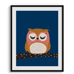 Sleepy Owl Nighttime Print