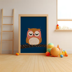Sleepy Owl Nighttime Print