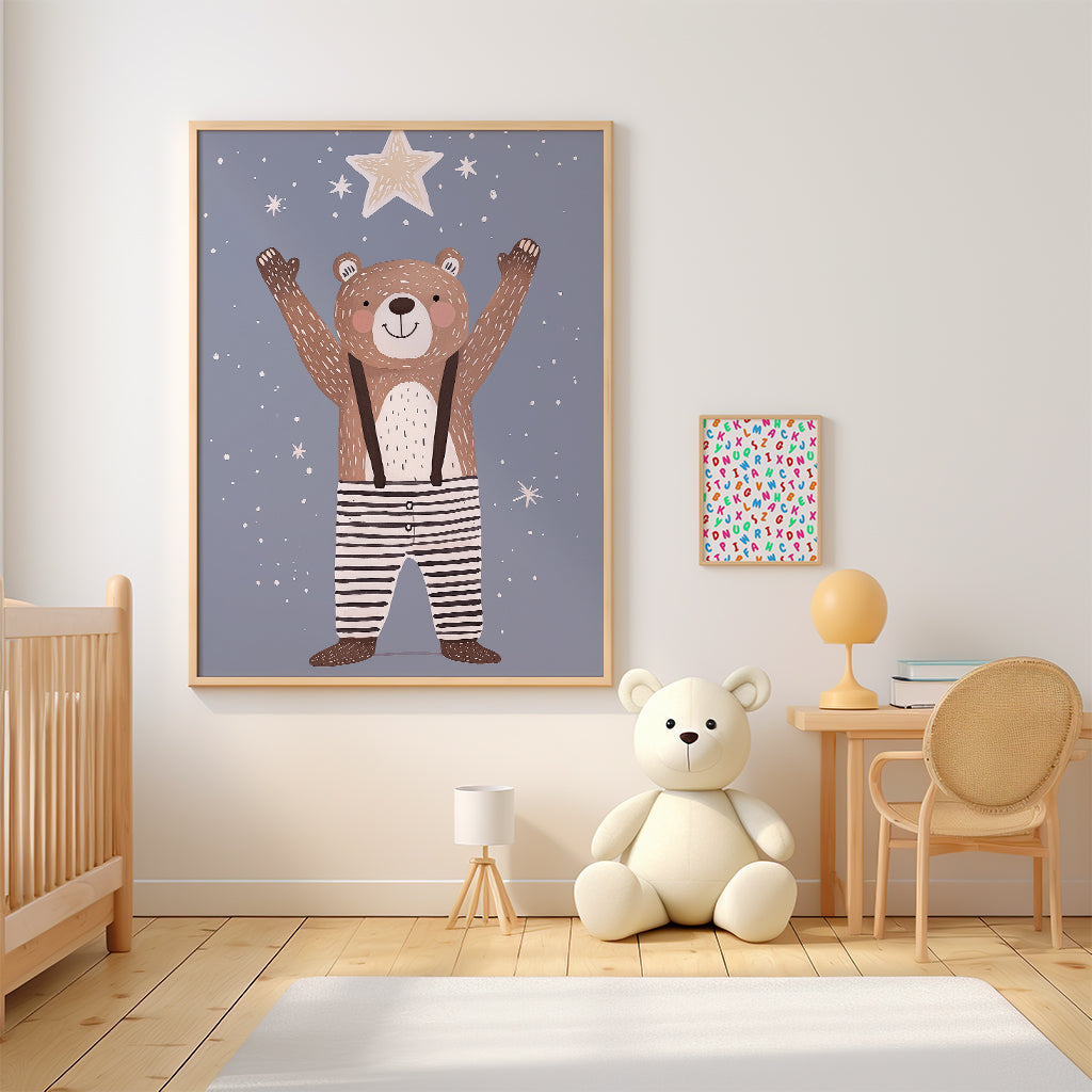 Starry Night Bear Kids Print