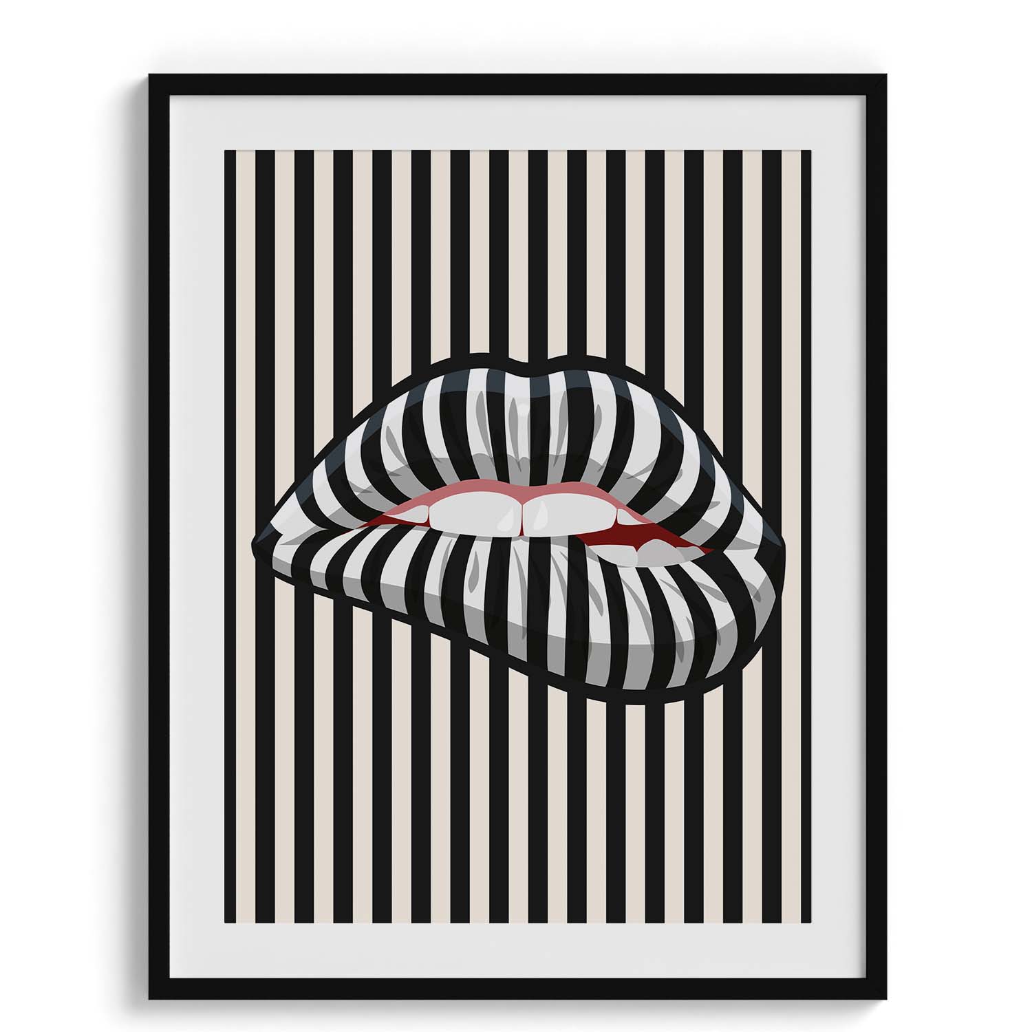 Striped Lips Optical Illusion Art