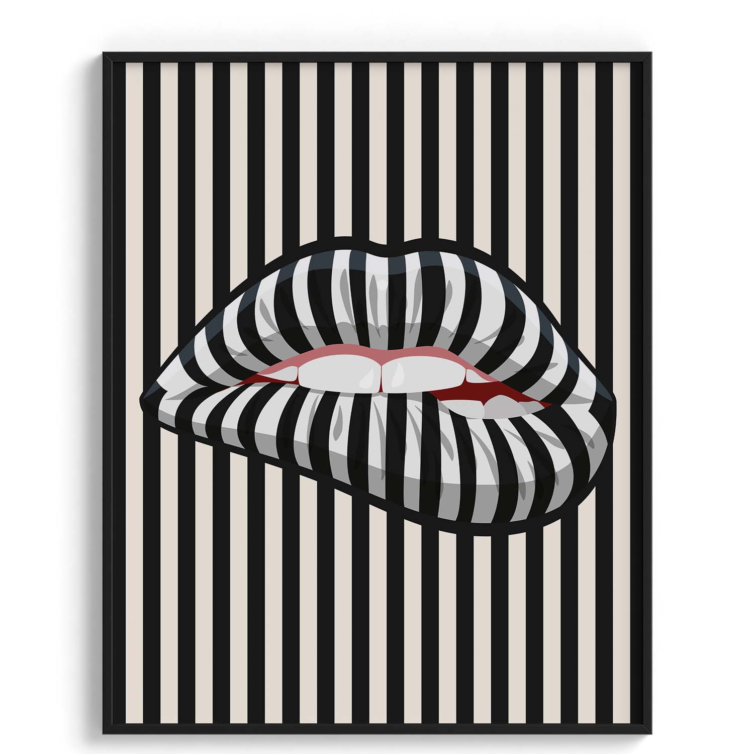 Striped Lips Optical Illusion Art