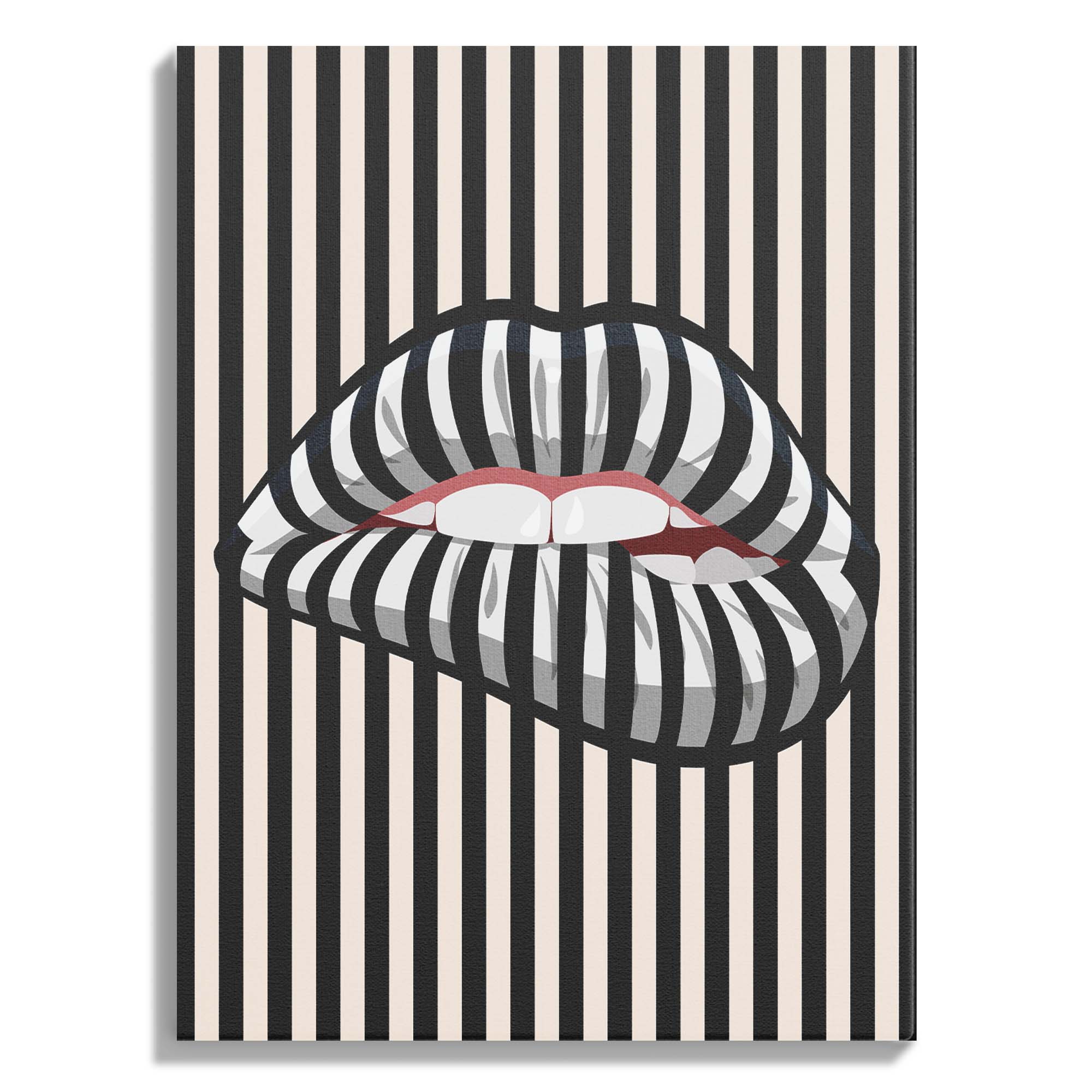 Striped Lips Optical Illusion Art