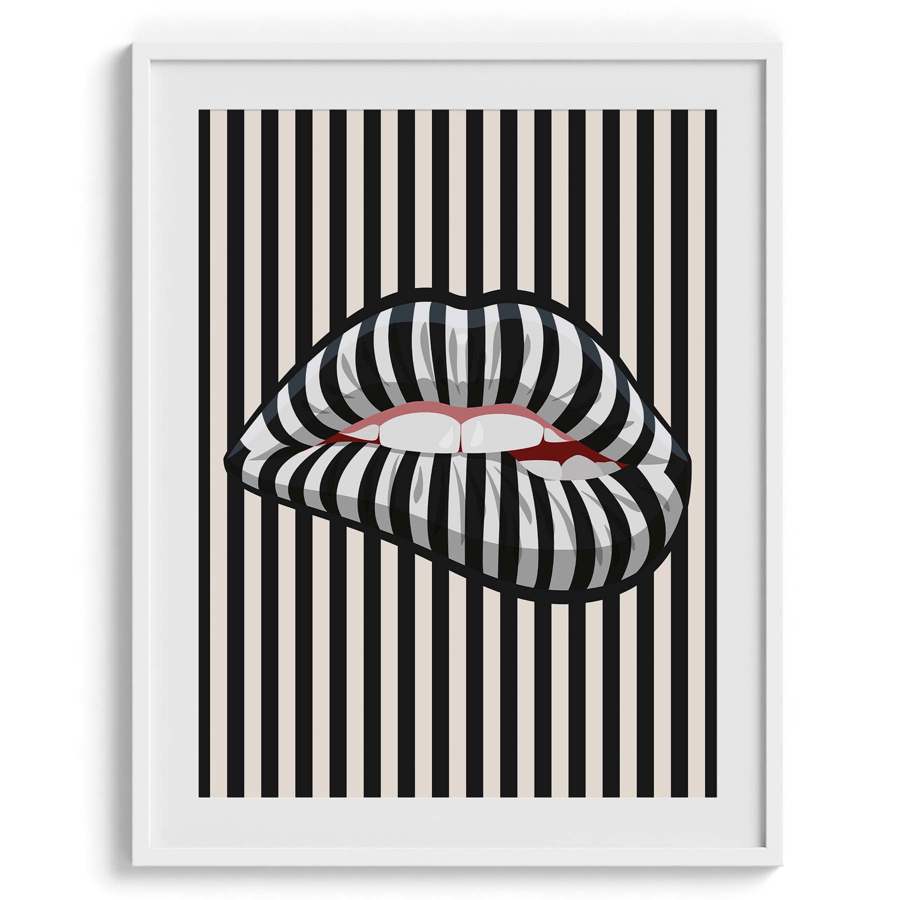 Striped Lips Optical Illusion Art