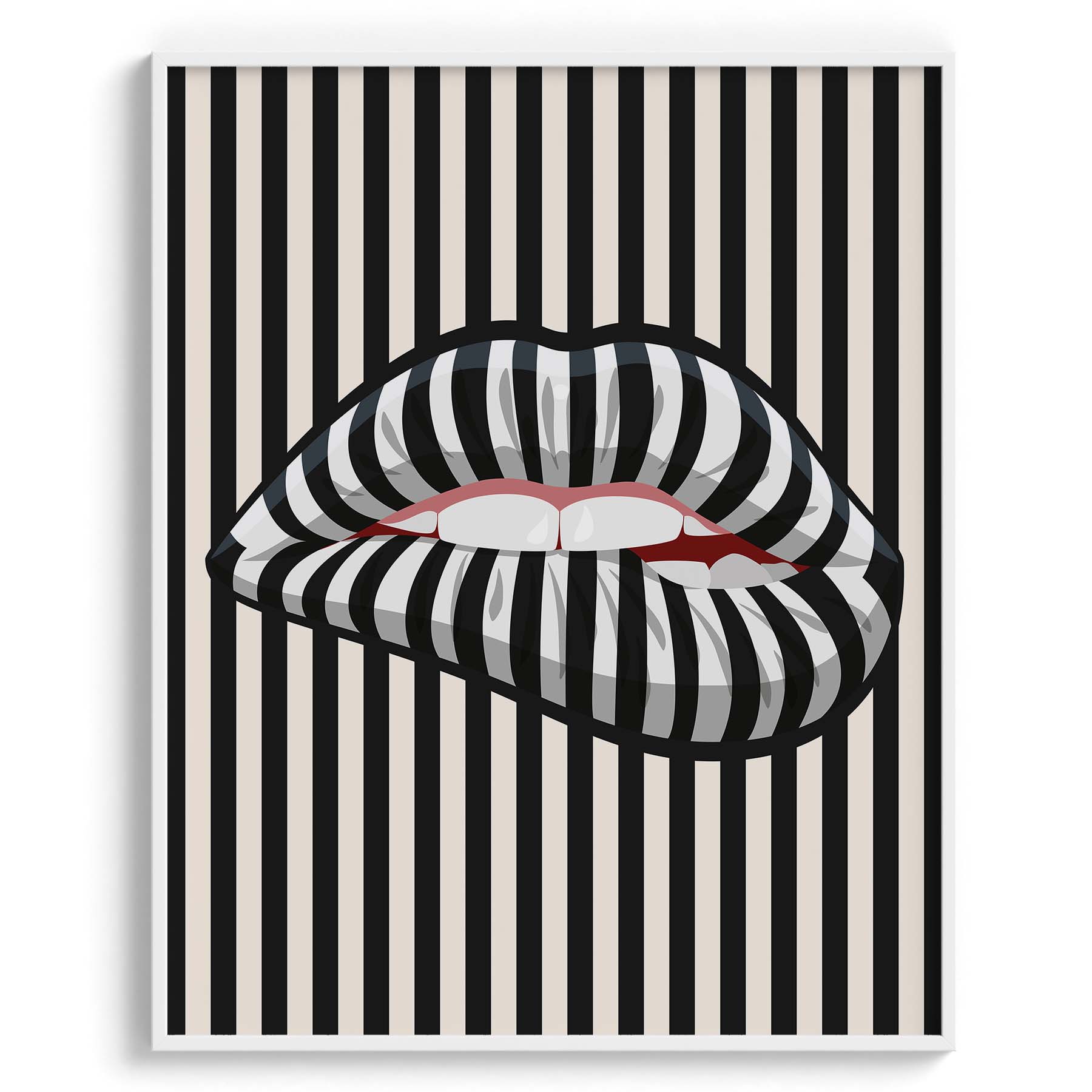 Striped Lips Optical Illusion Art