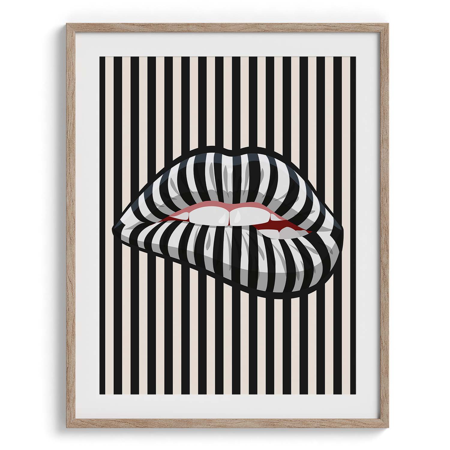 Striped Lips Optical Illusion Art