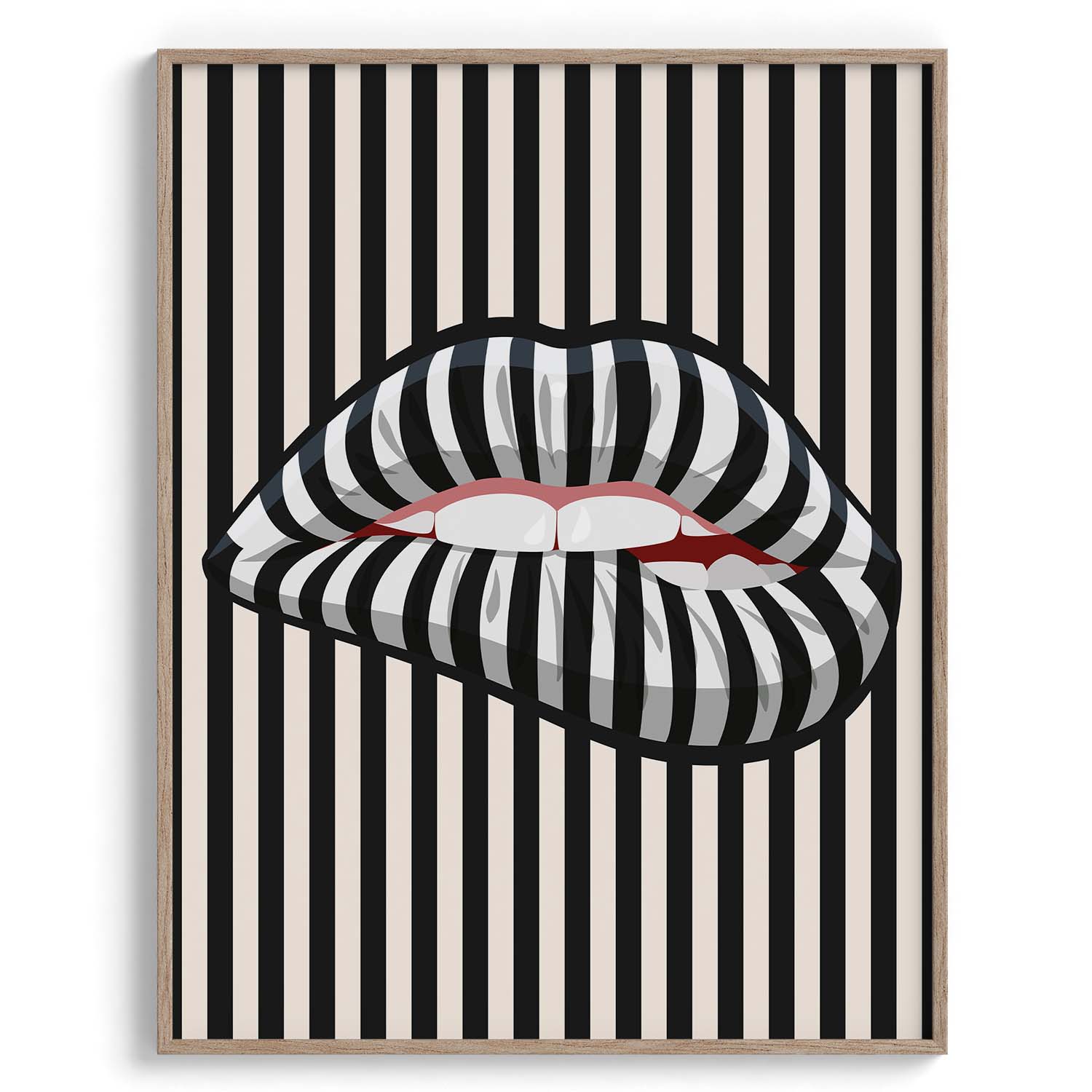 Striped Lips Optical Illusion Art