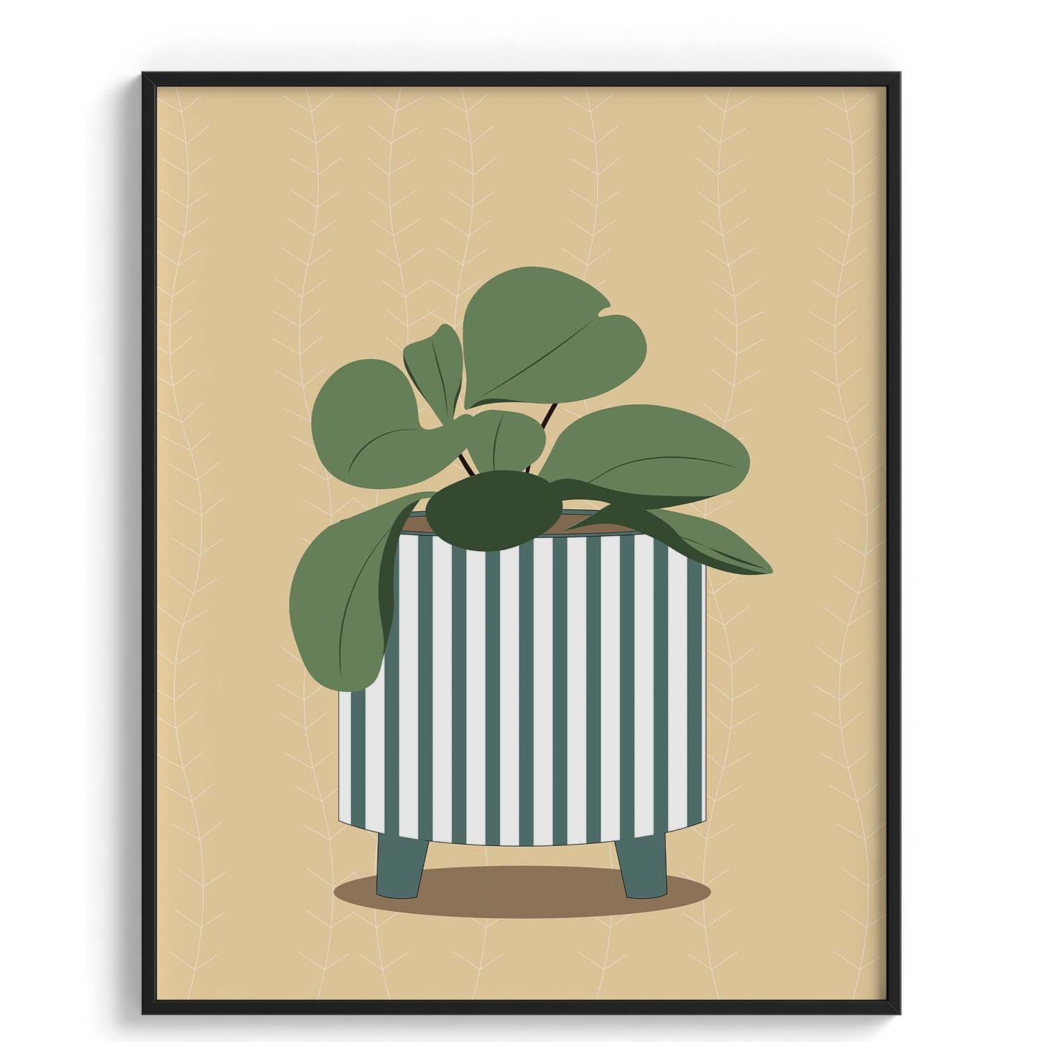 Striped Planter Botanical Wall Art