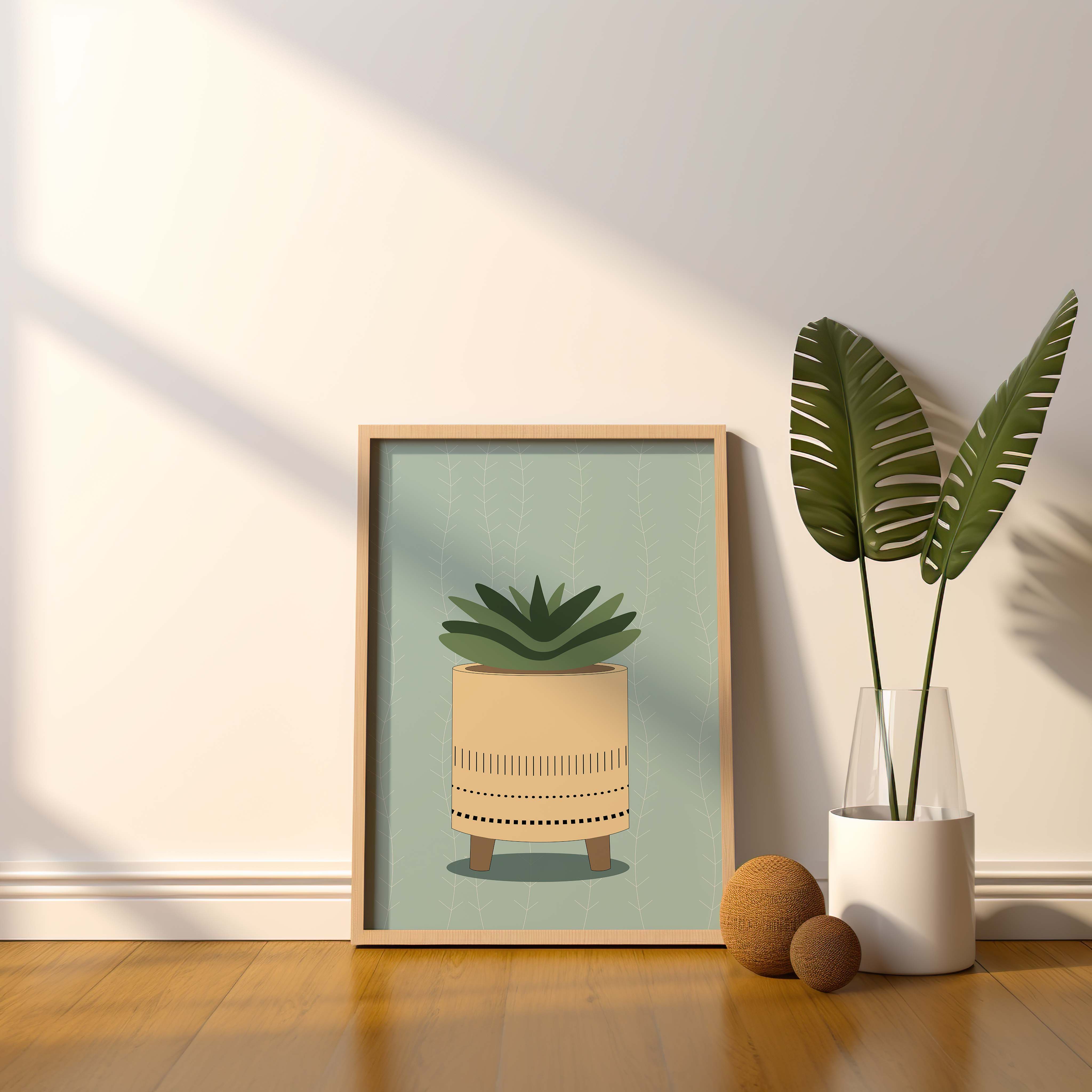 Succulent in Pastel Pot Plant Art