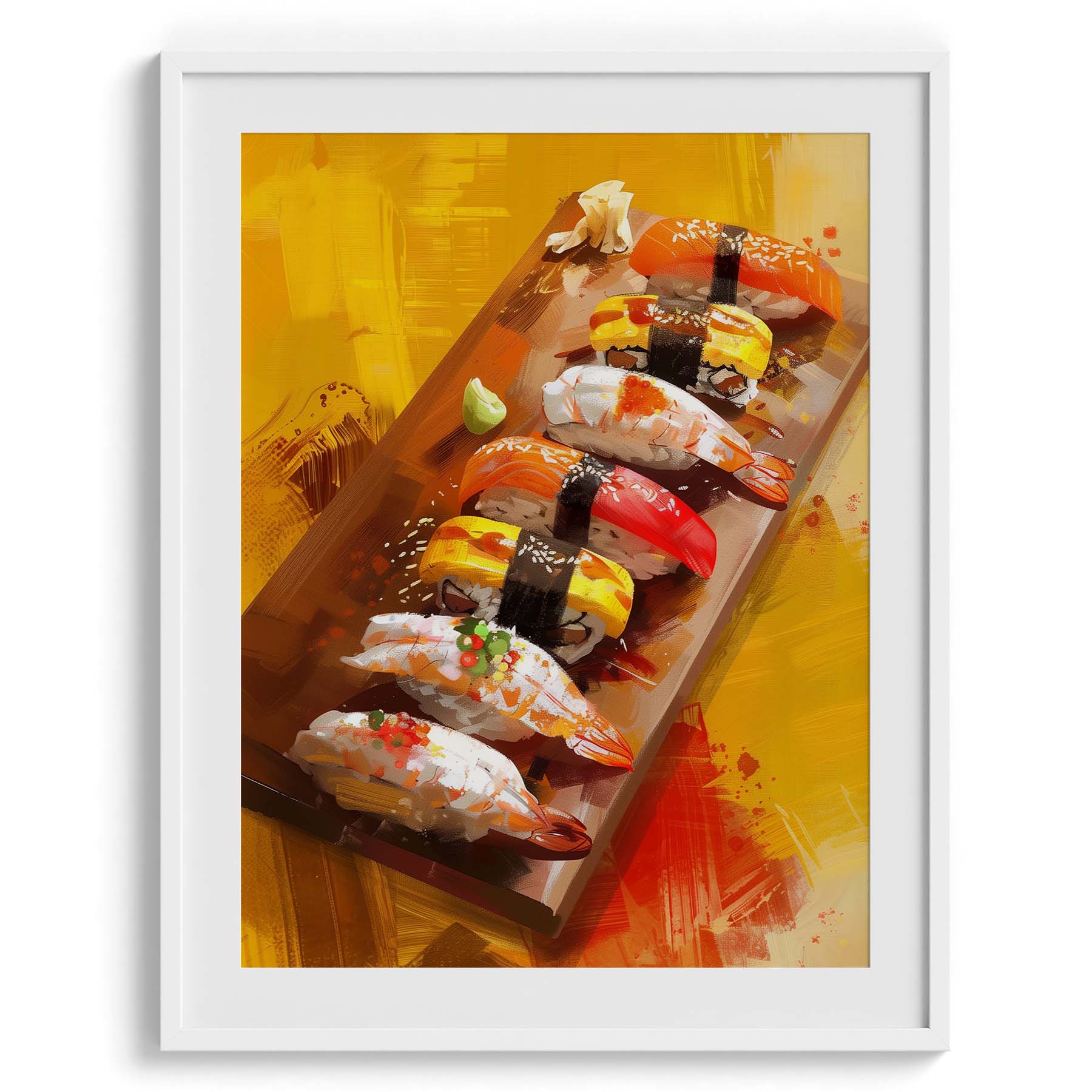 Sushi Platter Yellow Theme Canvas Wall Paintings