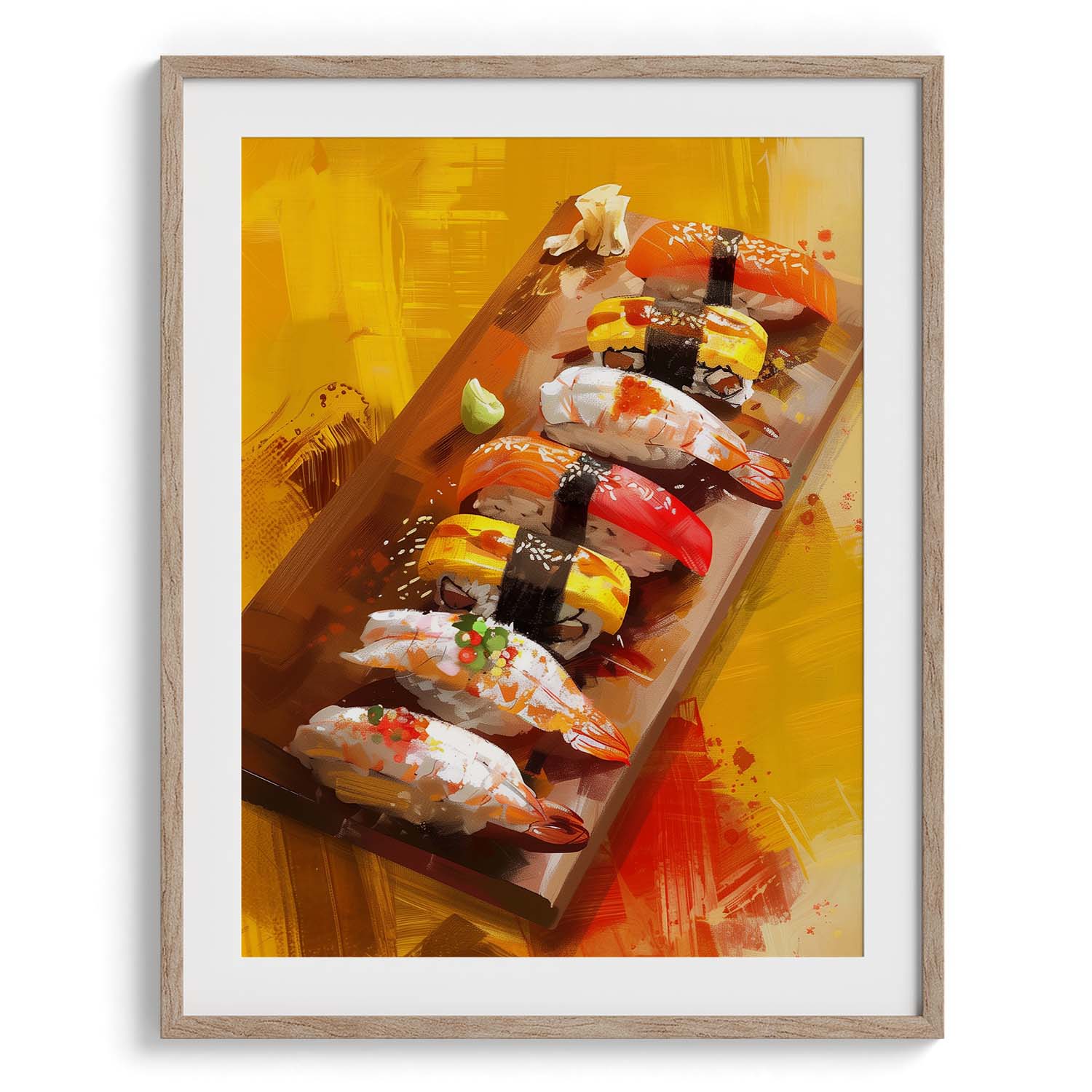 Sushi Platter Yellow Theme Canvas Wall Paintings