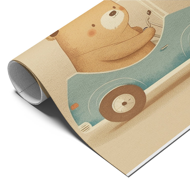 Teddy in a Blue Car Kids Print