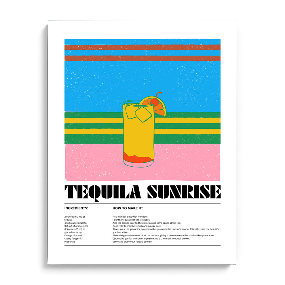 Tequila Sunrise Wall Painting For Cafe