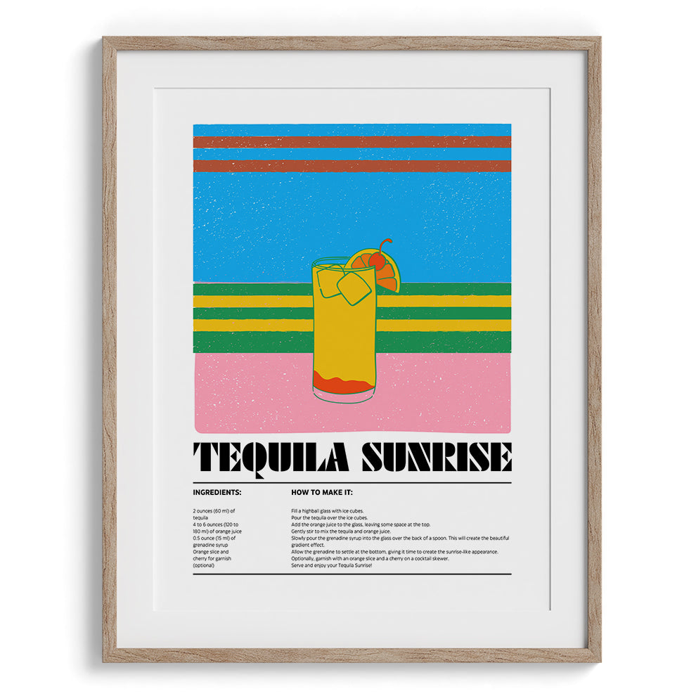 Tequila Sunrise Wall Painting For Cafe