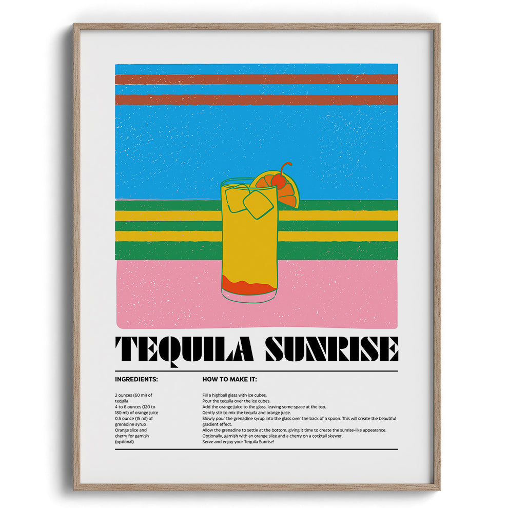 Tequila Sunrise Wall Painting For Cafe