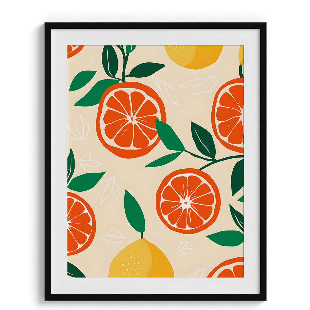 Tropical Citrus Pattern Framed Art For Wall