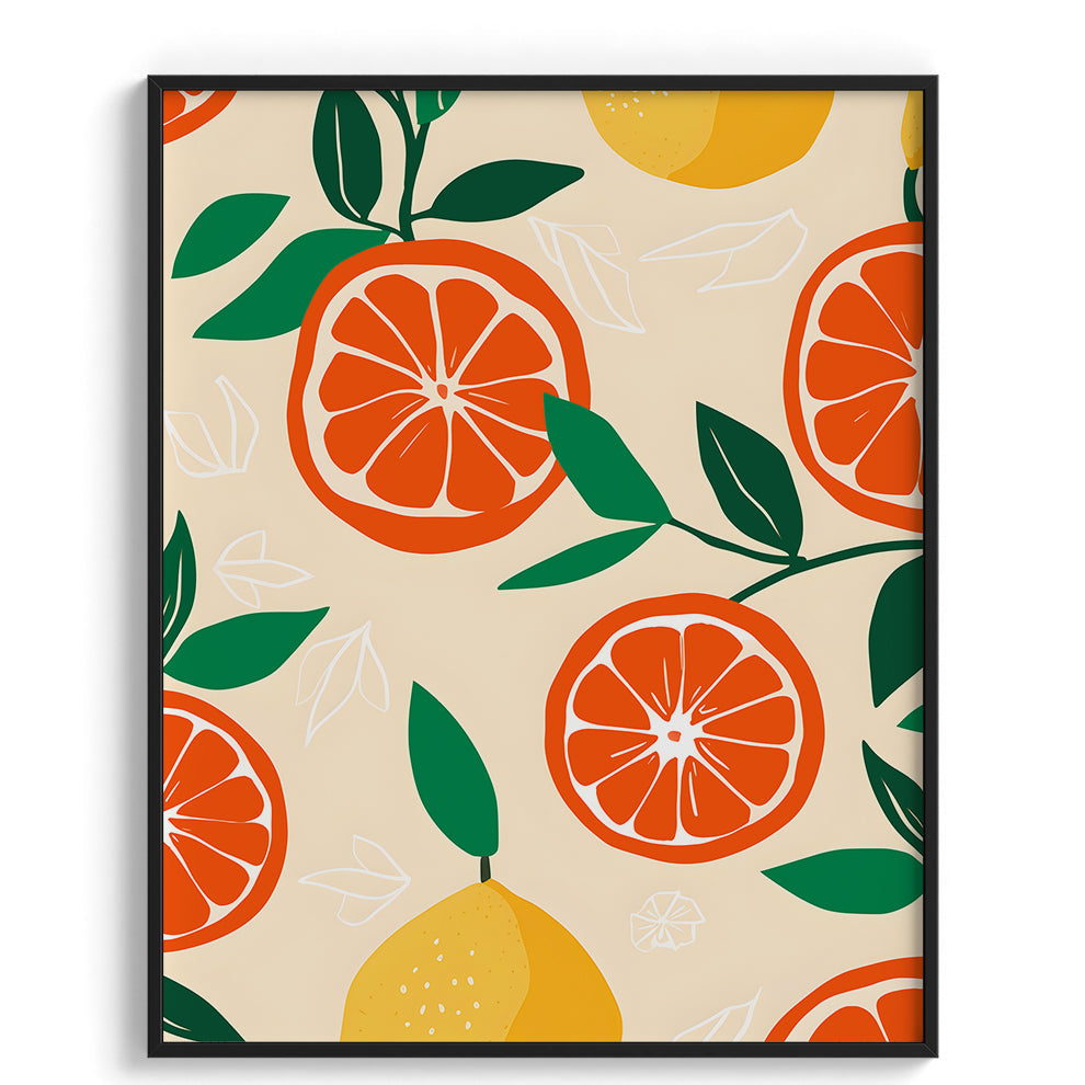 Tropical Citrus Pattern Framed Art For Wall