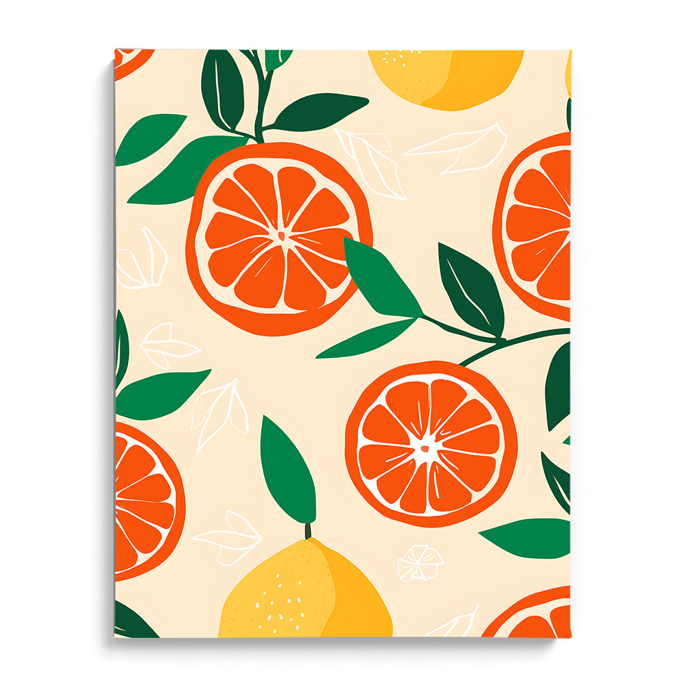 Tropical Citrus Pattern Framed Art For Wall