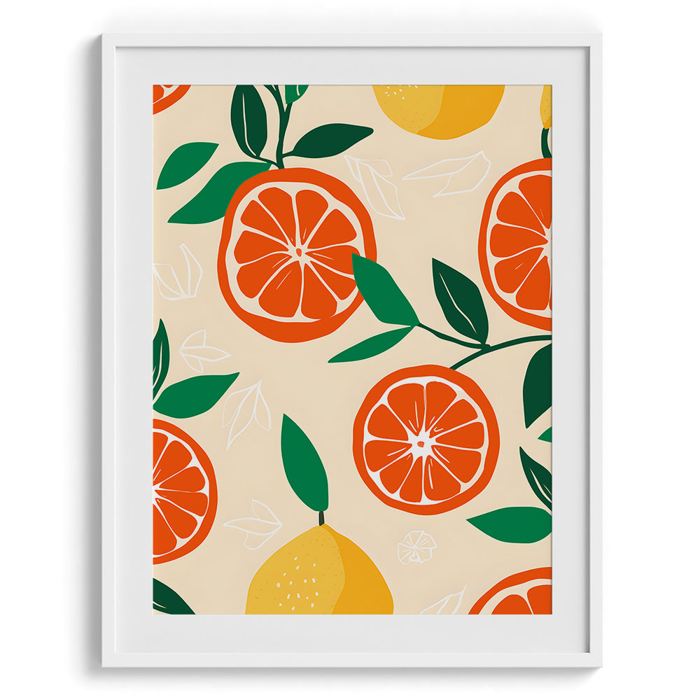Tropical Citrus Pattern Framed Art For Wall