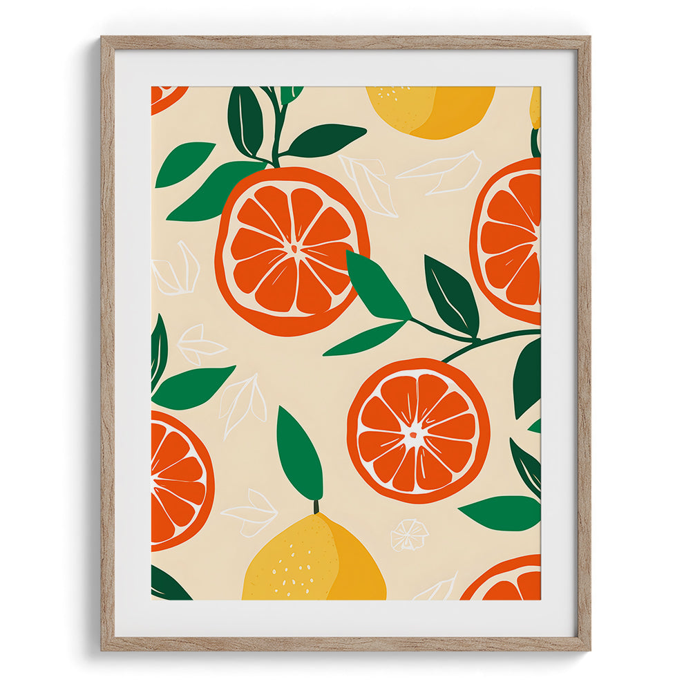Tropical Citrus Pattern Framed Art For Wall
