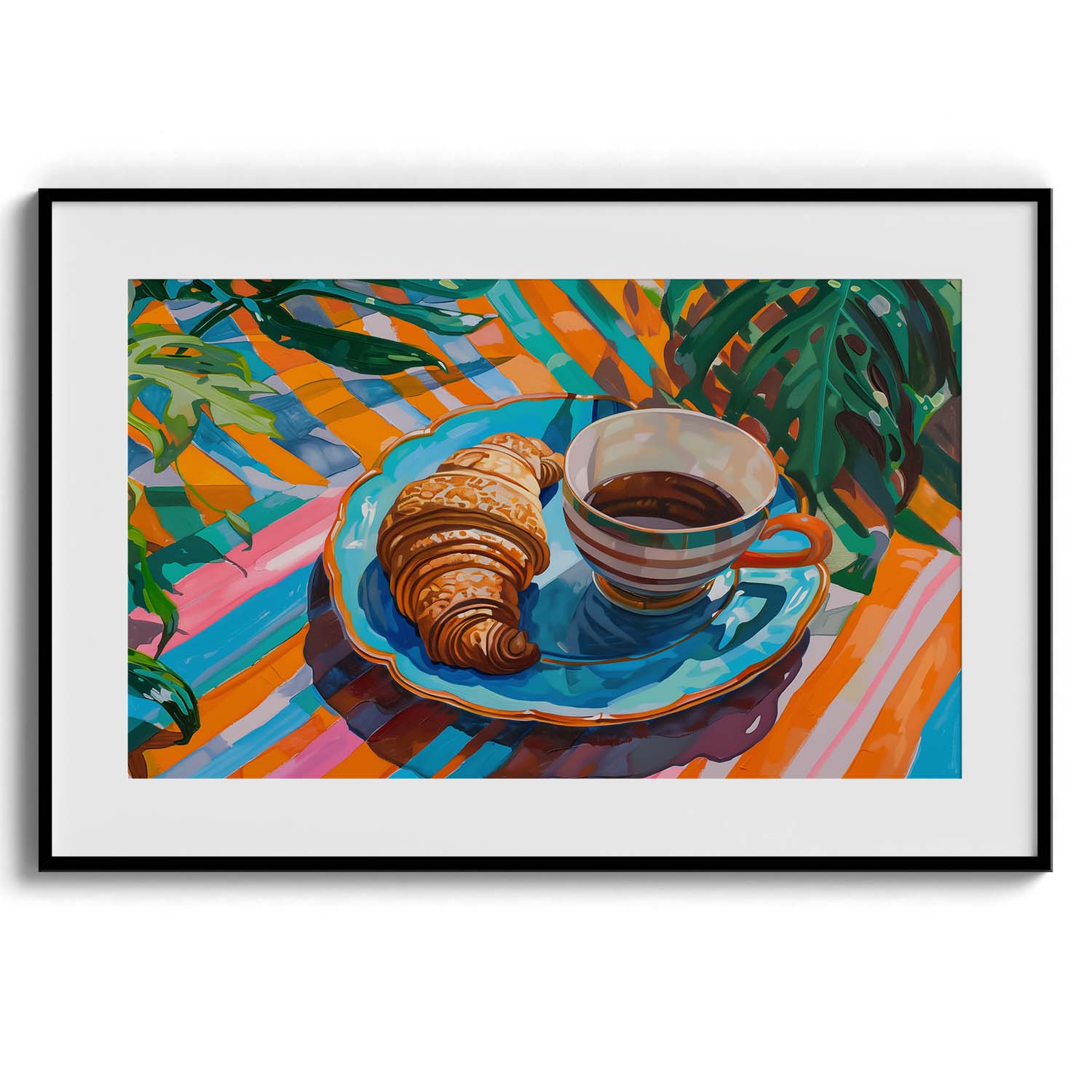 Tropical Coffee & Croissant Wall Art Painting
