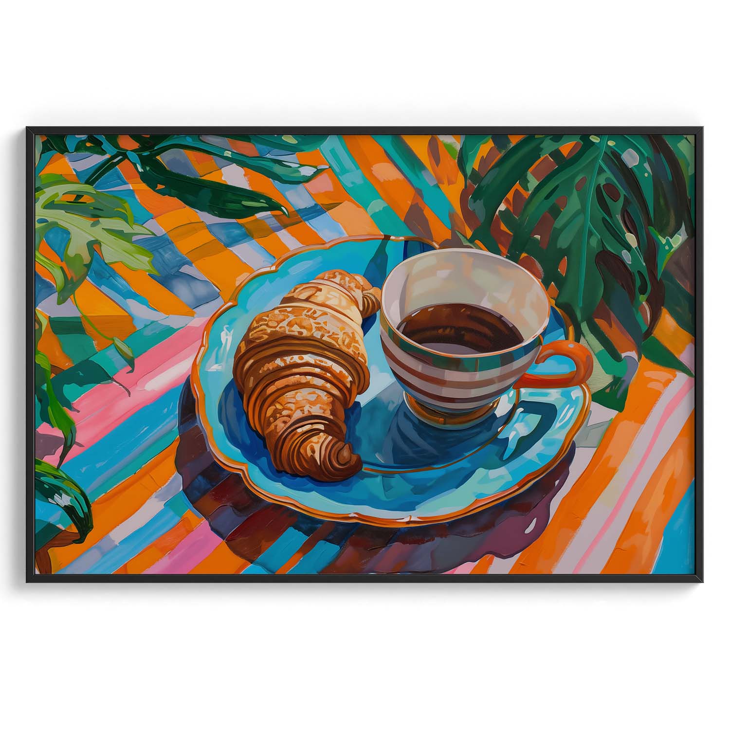 Tropical Coffee & Croissant Wall Art Painting