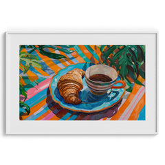 Tropical Coffee & Croissant Wall Art Painting