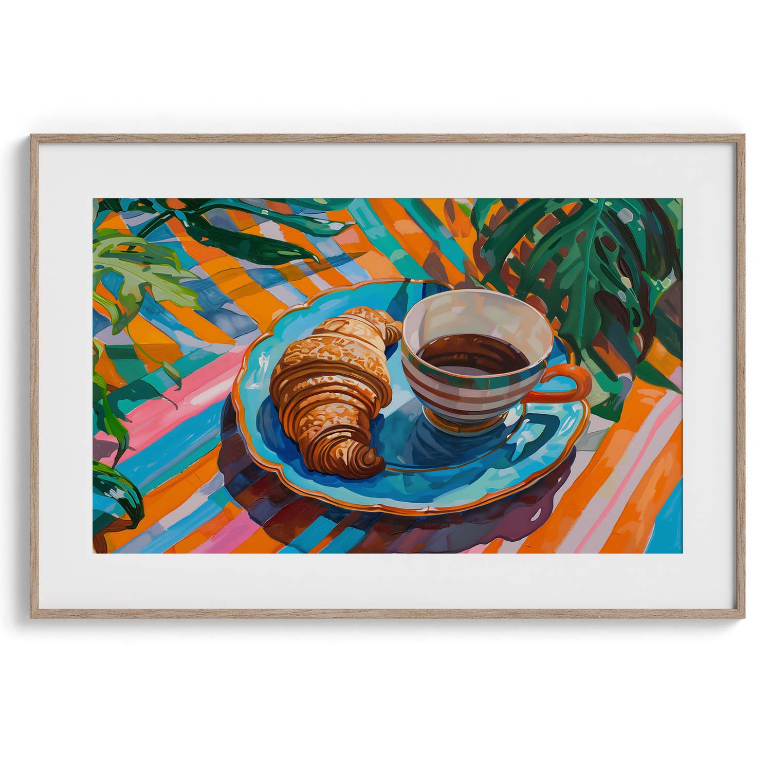 Tropical Coffee & Croissant Wall Art Painting