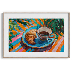 Tropical Coffee & Croissant Wall Art Painting