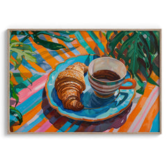 Tropical Coffee & Croissant Wall Art Painting