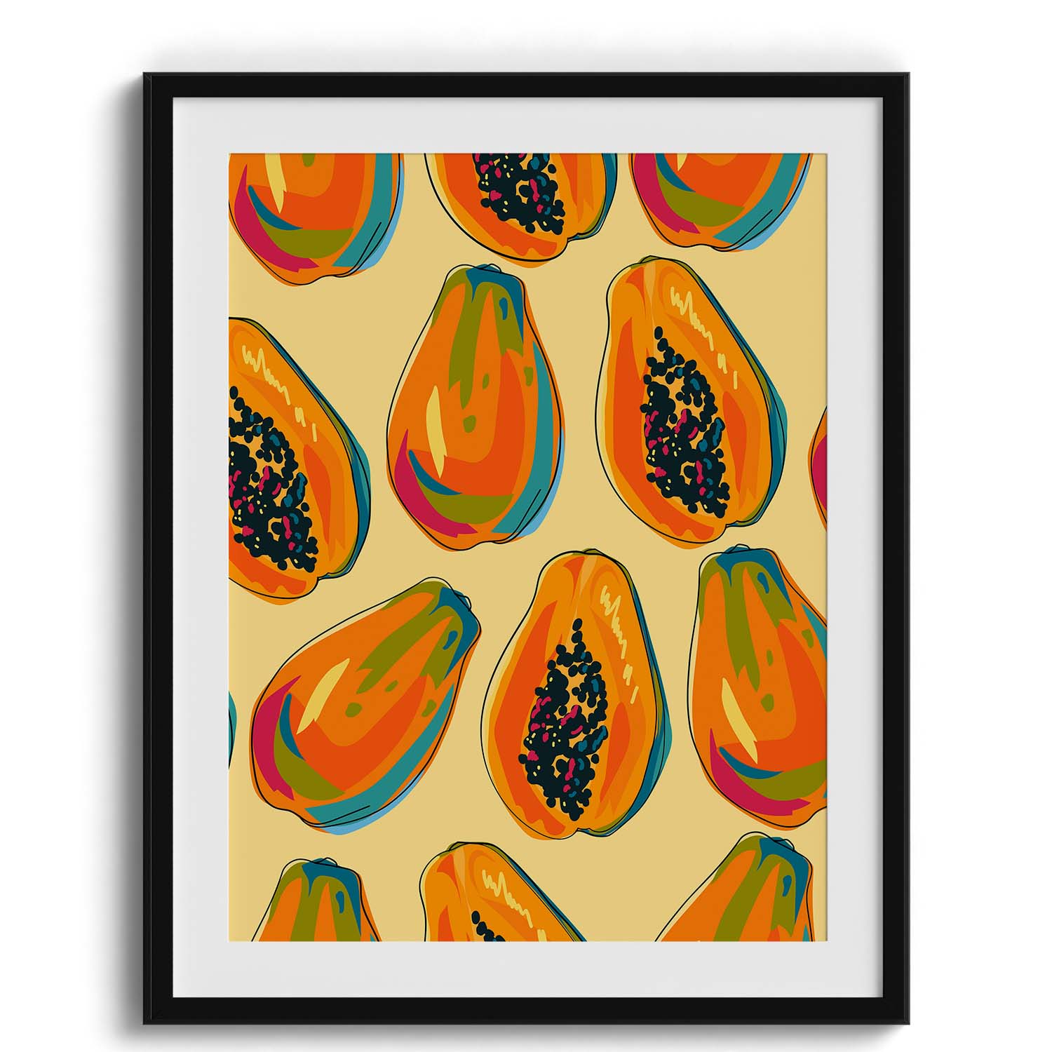 Vibrant Papaya Pattern Canvas Wall Prints