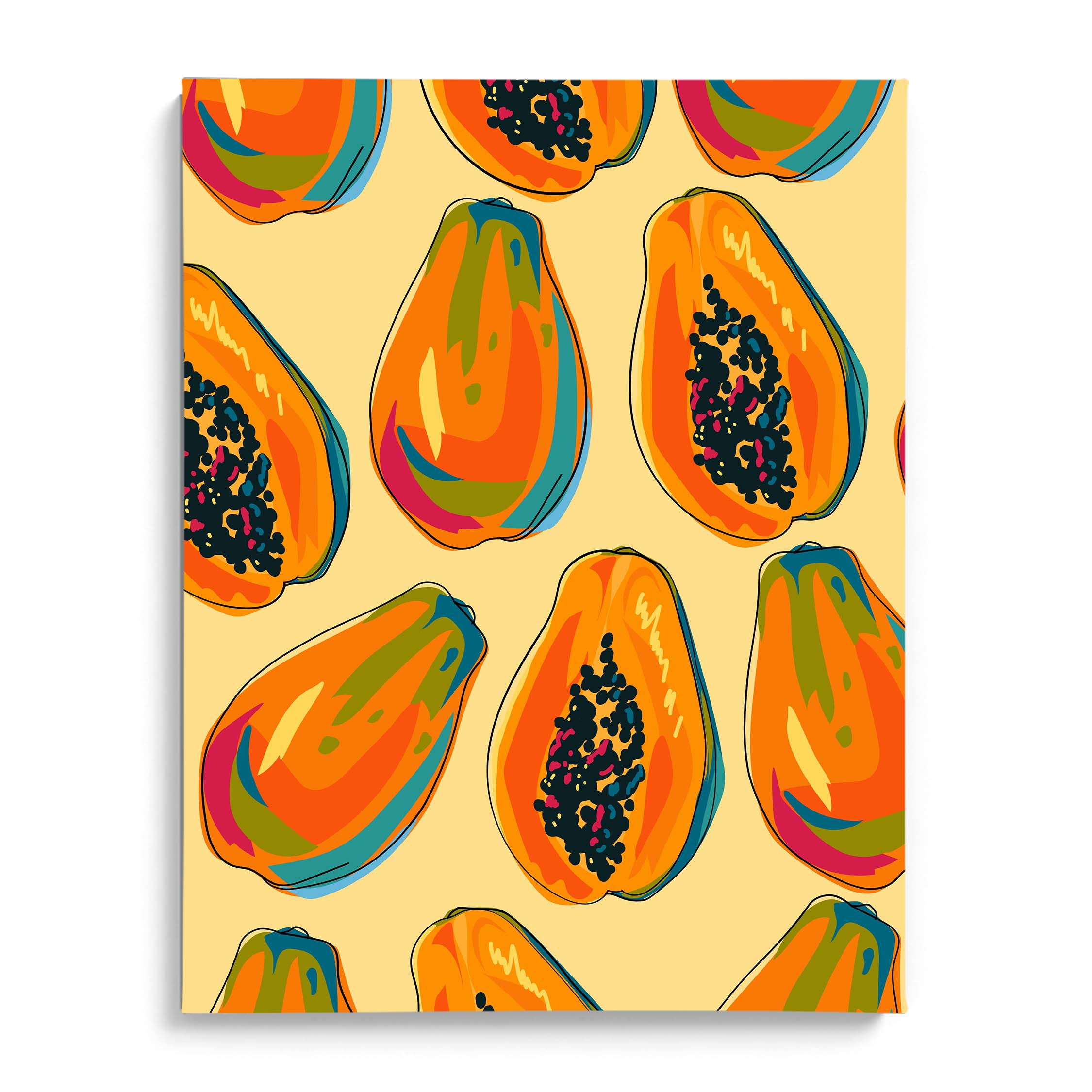 Vibrant Papaya Pattern Canvas Wall Prints