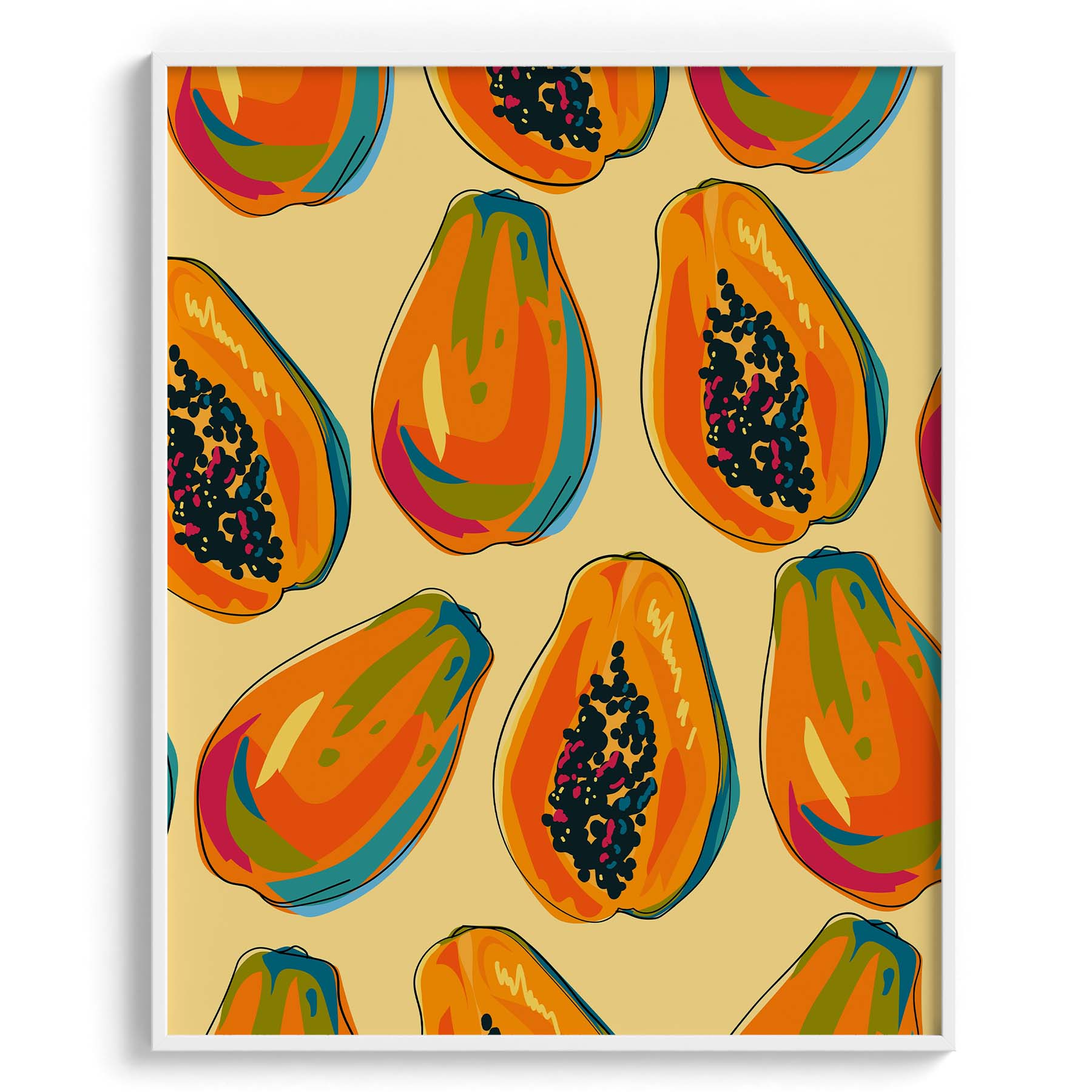 Vibrant Papaya Pattern Canvas Wall Prints