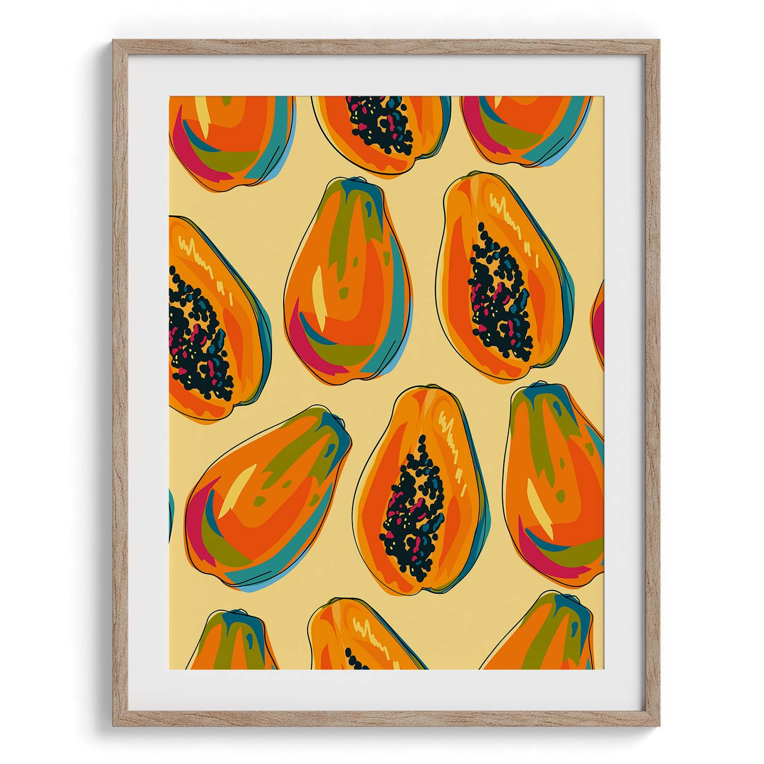 Vibrant Papaya Pattern Canvas Wall Prints