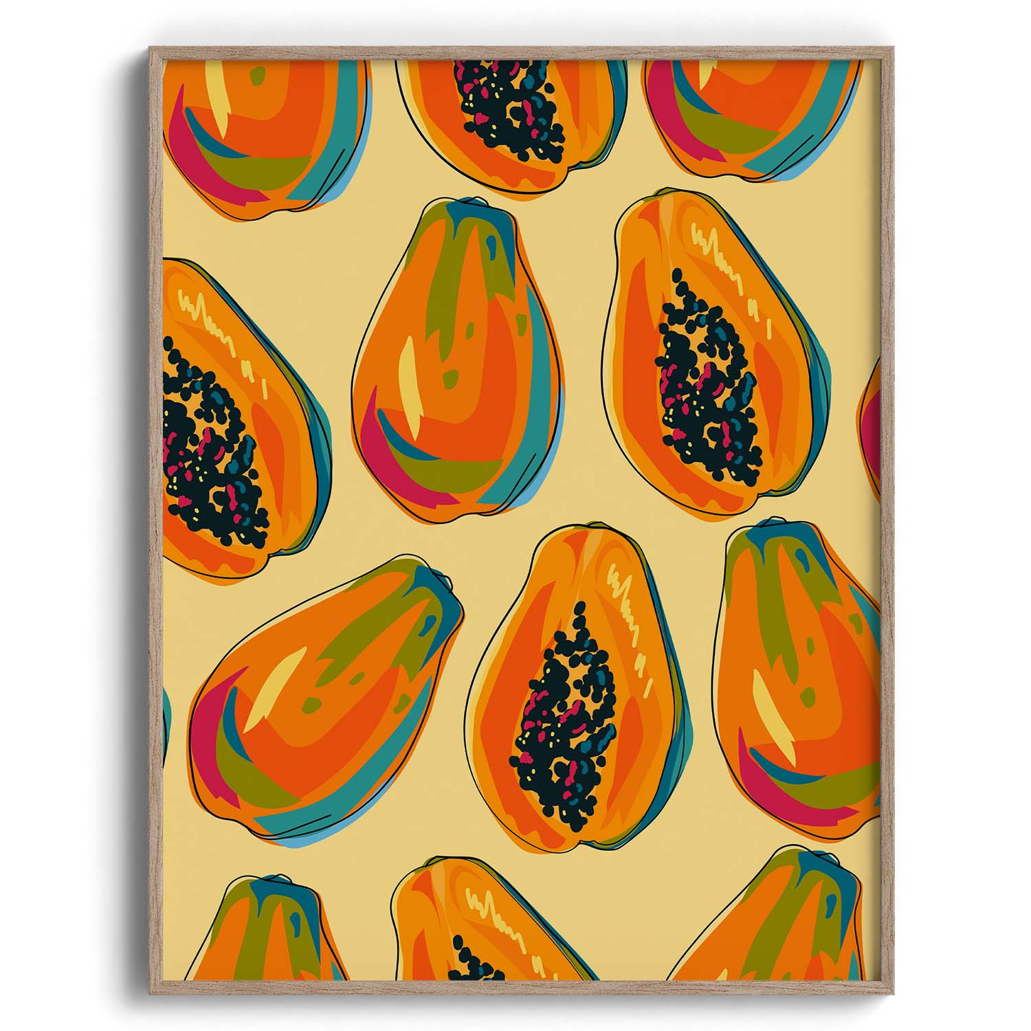 Vibrant Papaya Pattern Canvas Wall Prints