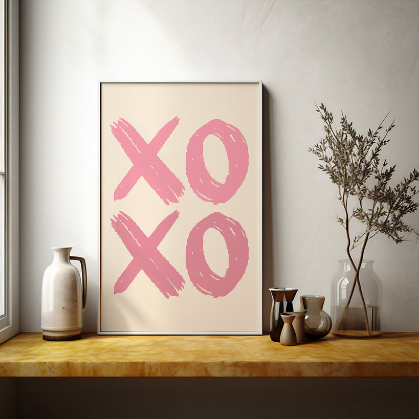 XOXO Pink Brushstroke Typography