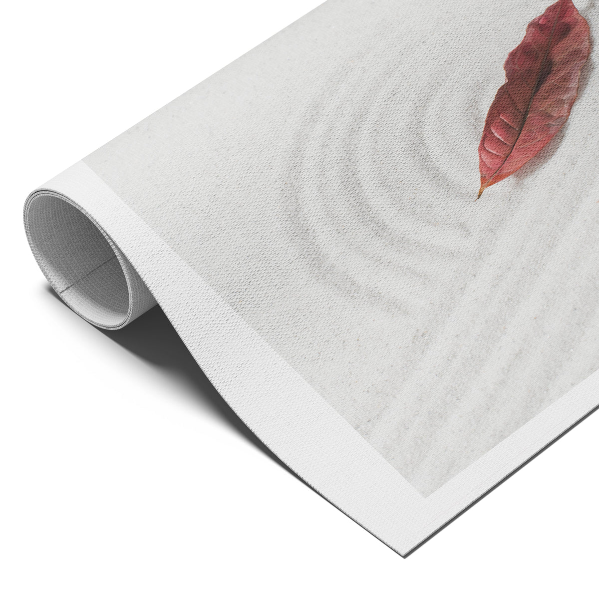 Zen Sand Garden with Red Leaf