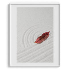Zen Sand Garden with Red Leaf